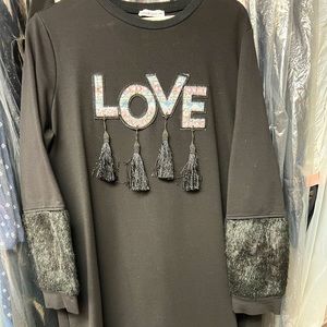 Women midi dress with love tassels